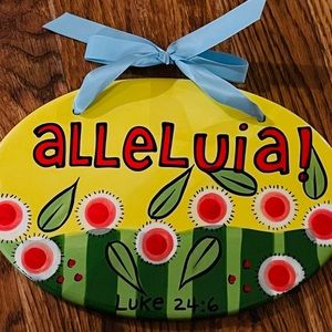 Lorrie Veasey Our Name is Mud Ceramic Wall Hanging - “alleluia!”